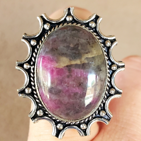 New Natural Pink Tourmaline 13 Moon 925 Silver Ring. - Picture 4 of 16